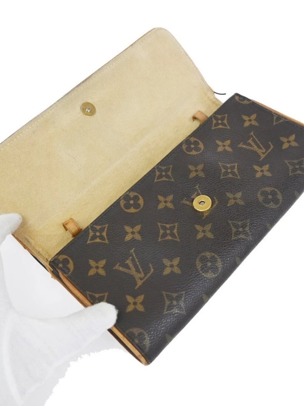 LOUIS VUITTON Pochette Twin GM 2Way Shoulder Bag Monogram Brown M51852 33KC733 - Picture 9 of 16
